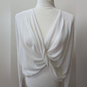 Prana White Textured Knit Top